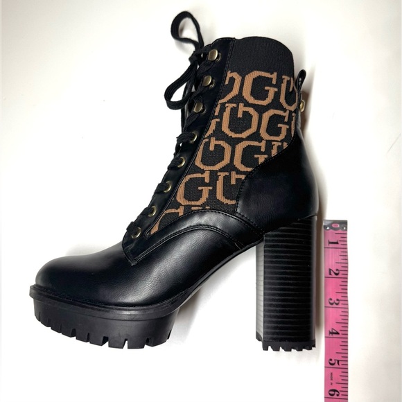 GUESS Women’s Grows-R Platform Chunky Black Ankle Boots Size- 8M - Picture 8 of 9